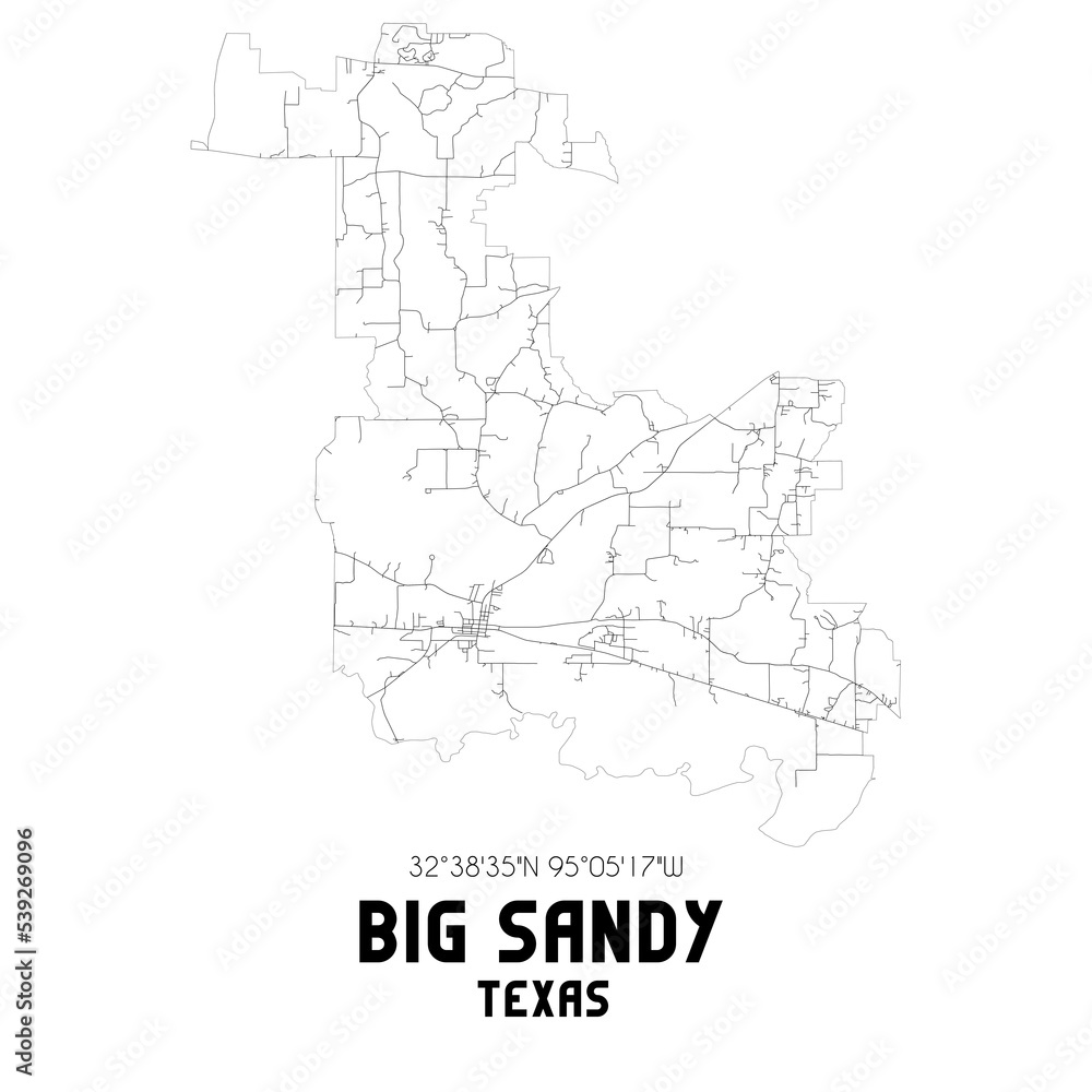 Big Sandy Texas. US street map with black and white lines. Big Sandy Texas. US street map with black and white lines.