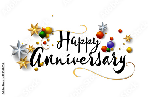 Happy Anniversary lettering text banner. lettering anniversary with golden festive
