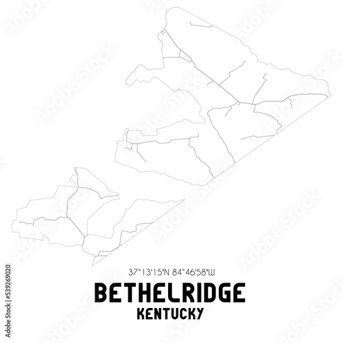Bethelridge Kentucky. US street map with black and white lines.