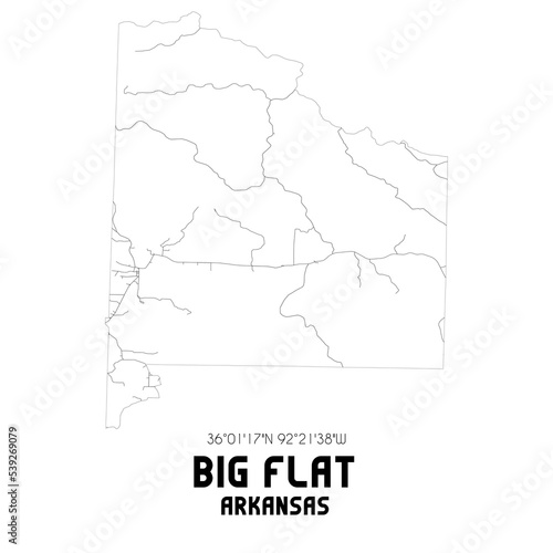 Big Flat Arkansas. US street map with black and white lines.