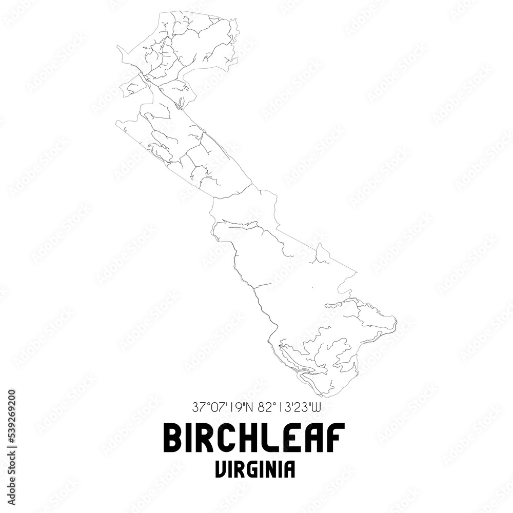 Birchleaf Virginia. US street map with black and white lines. Birchleaf Virginia. US street map with black and white lines.