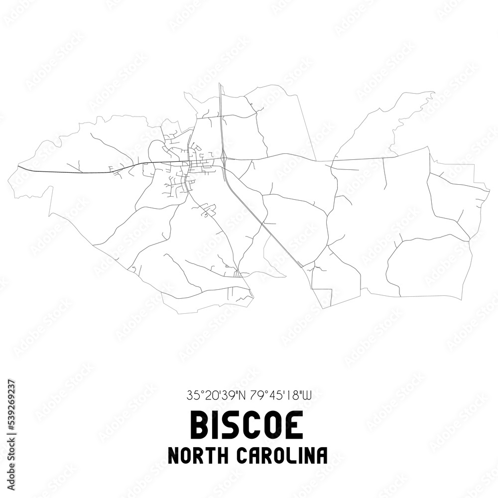 Biscoe North Carolina. US street map with black and white lines. Biscoe North Carolina. US street map with black and white lines.