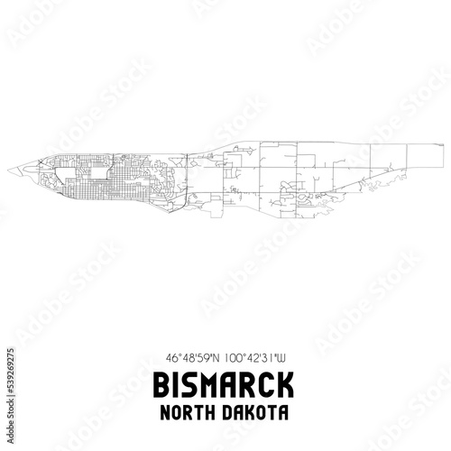 Canvas Print Bismarck North Dakota. US street map with black and white lines.