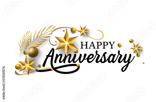 Happy Anniversary lettering text banner. lettering anniversary with golden festive