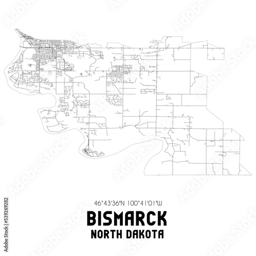 Fotografia Bismarck North Dakota. US street map with black and white lines.
