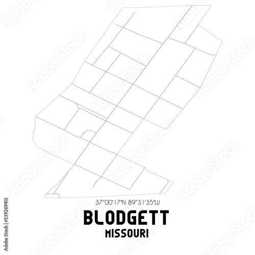 Blodgett Missouri. US street map with black and white lines. photo