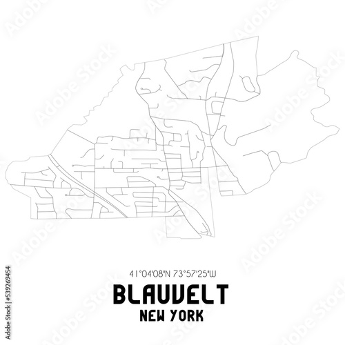 Blauvelt New York. US street map with black and white lines.