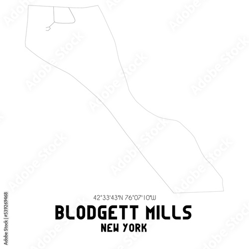 Blodgett Mills New York. US street map with black and white lines. photo