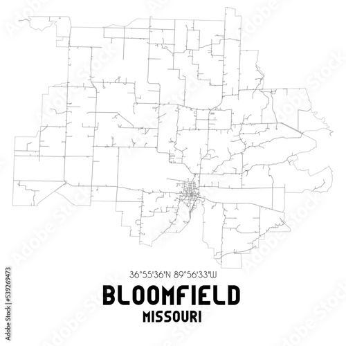 Bloomfield Missouri. US street map with black and white lines. photo