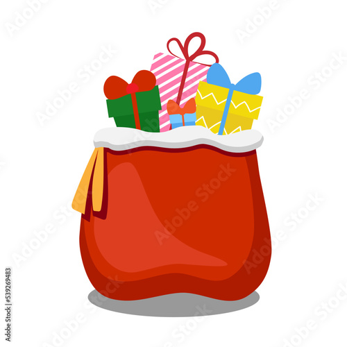 Santa bag with gifts on white background