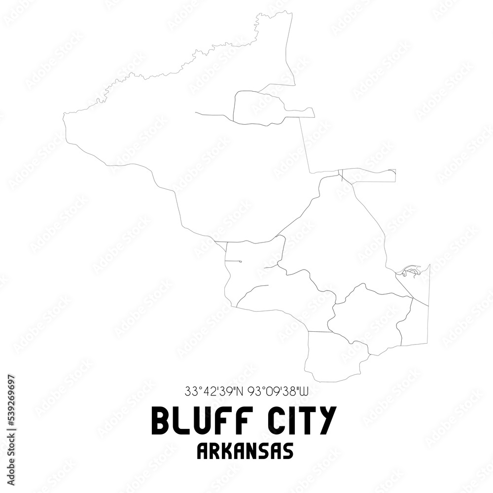 Bluff City Arkansas. US street map with black and white lines. Bluff City Arkansas. US street map with black and white lines.