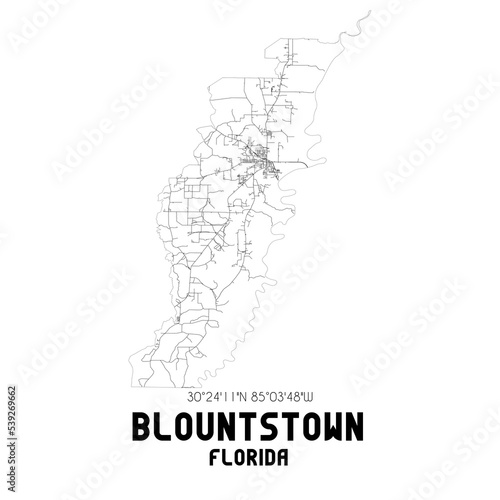 Blountstown Florida. US street map with black and white lines.