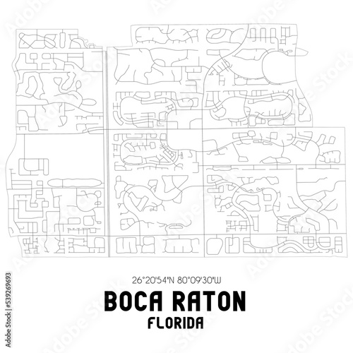 Boca Raton Florida. US street map with black and white lines. photo