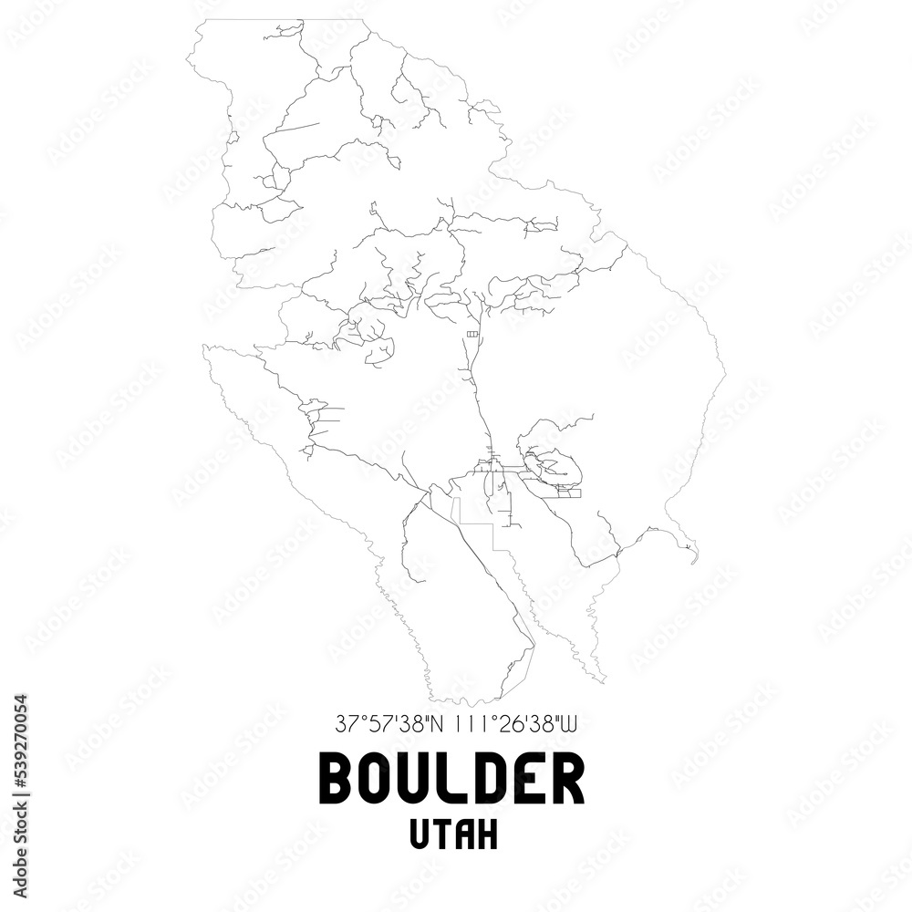 Boulder Utah. US street map with black and white lines. Boulder Utah. US street map with black and white lines.