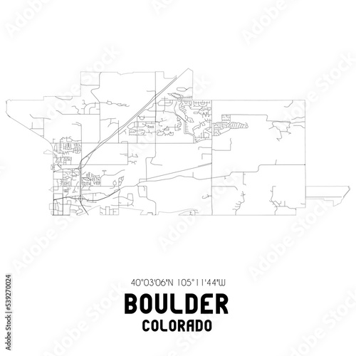 Boulder Colorado. US street map with black and white lines.