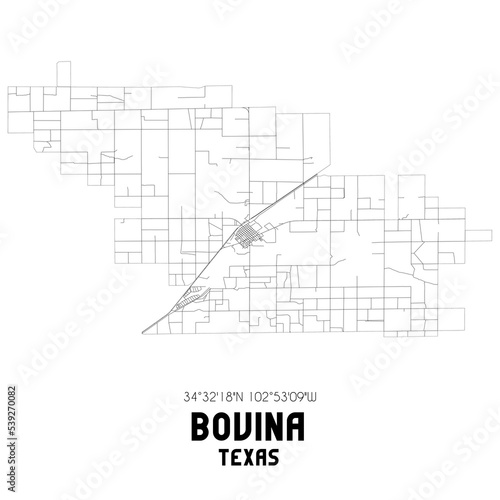 Bovina Texas. US street map with black and white lines. photo