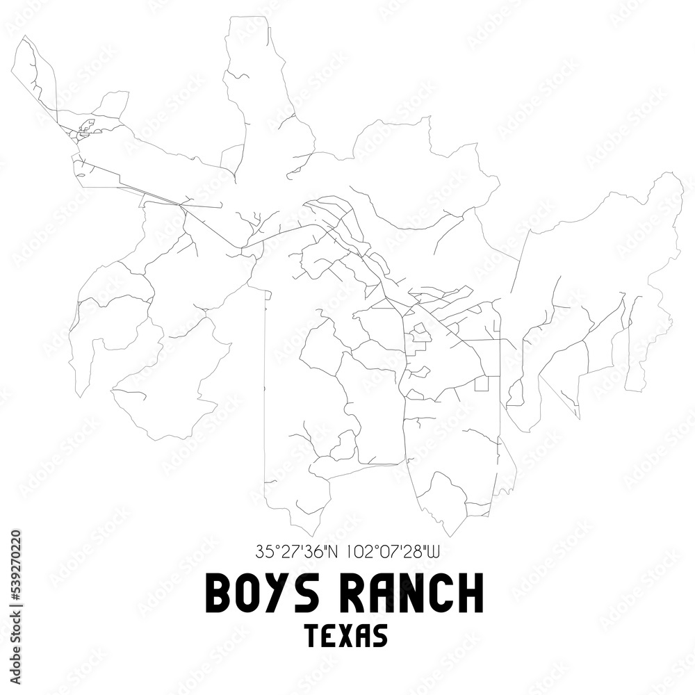 Boys Ranch Texas. US street map with black and white lines. Boys Ranch Texas. US street map with black and white lines.