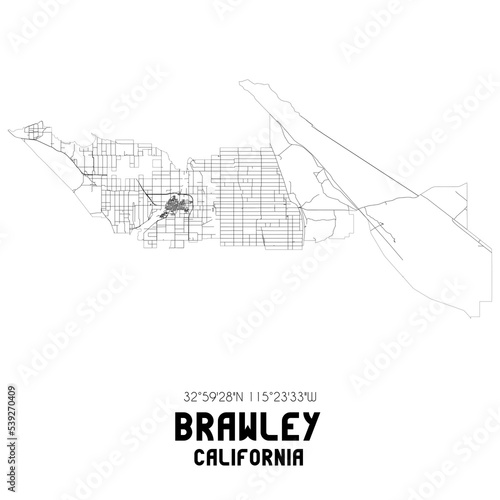 Brawley California. US street map with black and white lines. photo