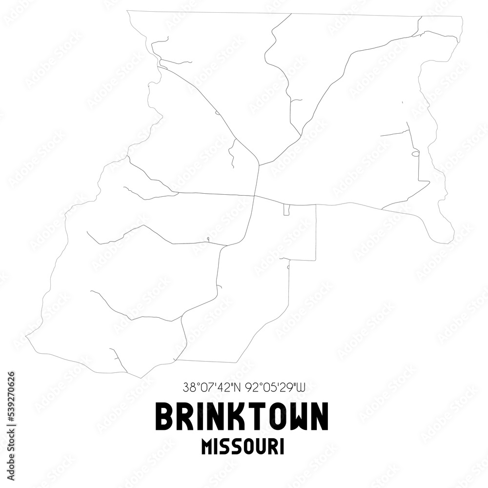 Brinktown Missouri. US street map with black and white lines.