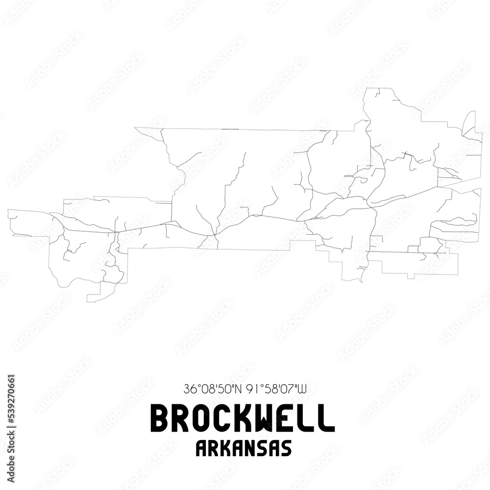 Brockwell Arkansas. US street map with black and white lines. Brockwell Arkansas. US street map with black and white lines.