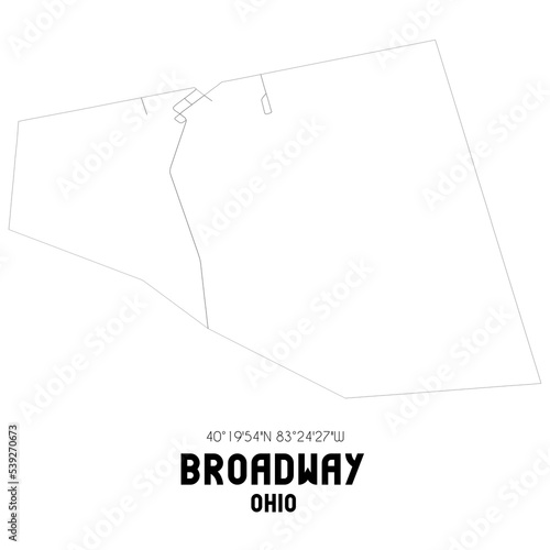 Broadway Ohio. US street map with black and white lines.