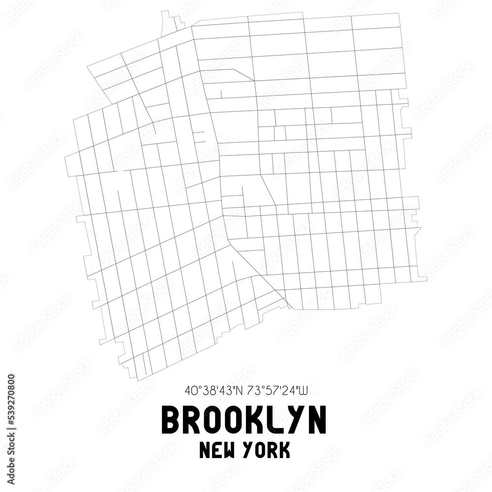 Brooklyn New York. US street map with black and white lines. Brooklyn New York. US street map with black and white lines.