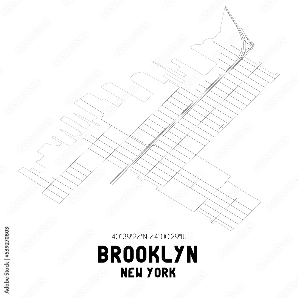 Brooklyn New York. US street map with black and white lines. Brooklyn New York. US street map with black and white lines.