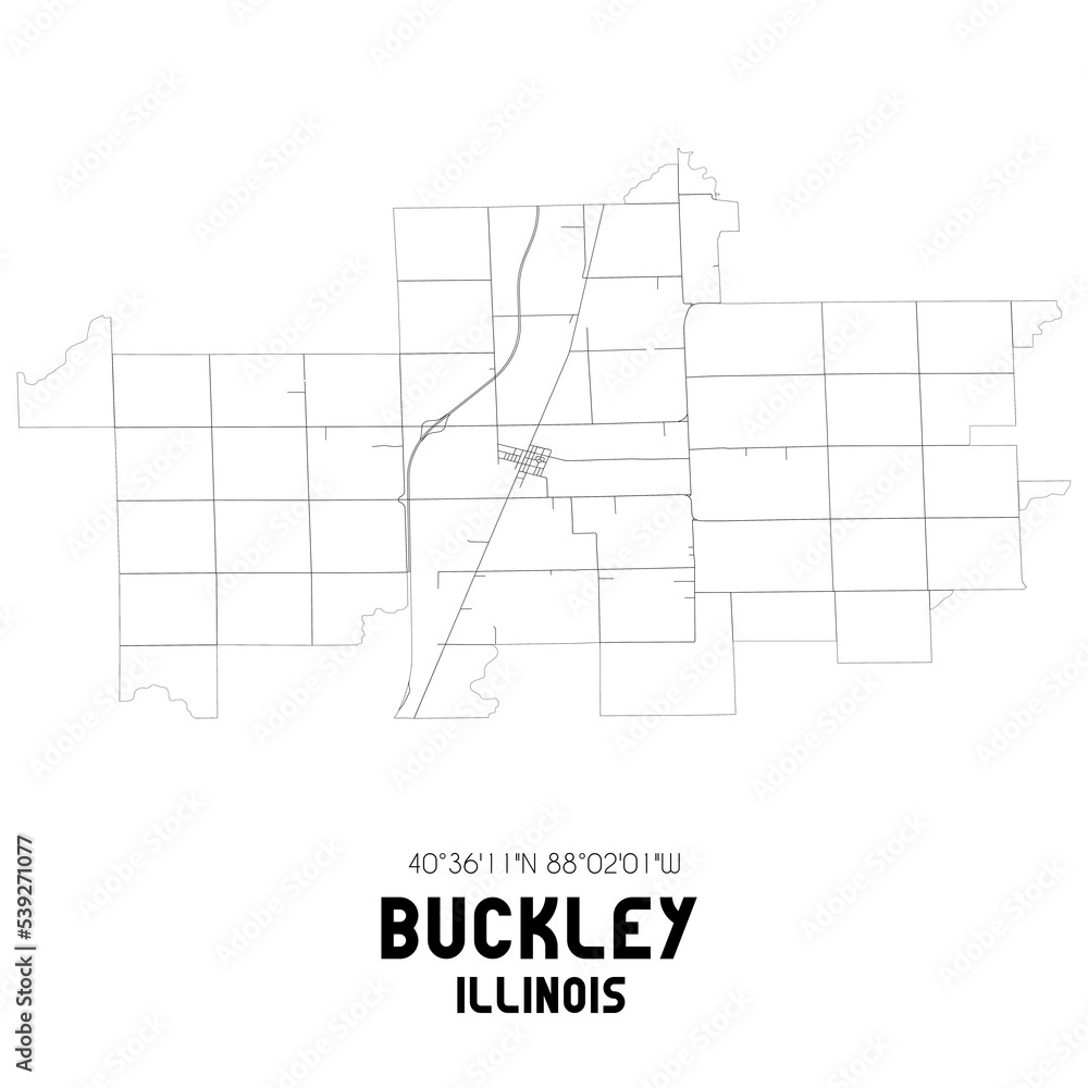 Buckley Illinois. US street map with black and white lines. StockIllustration Adobe Stock