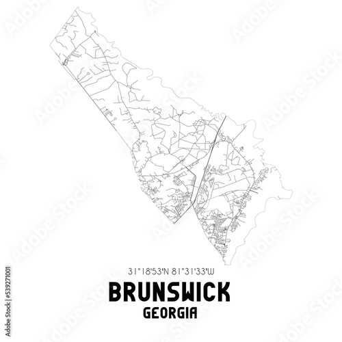 Brunswick Georgia. US street map with black and white lines. photo