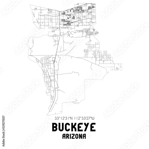 Buckeye Arizona. US street map with black and white lines.