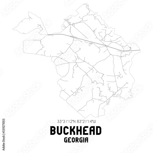 Buckhead Georgia. US street map with black and white lines.