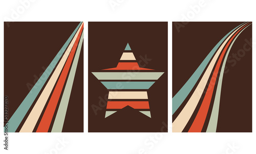 Vintage Striped Backgrounds, Posters, Banner Samples, Retro Colors from the 1970s