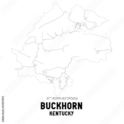 Buckhorn Kentucky. US street map with black and white lines.