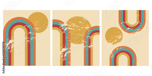 Retro Vintage 70s Style Stripes Background Poster Lines. Abstract Stylish 70s Era Line Frame Illustration Retro Line.
