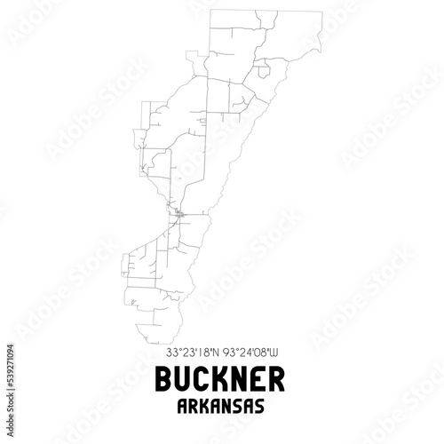 Buckner Arkansas. US street map with black and white lines.