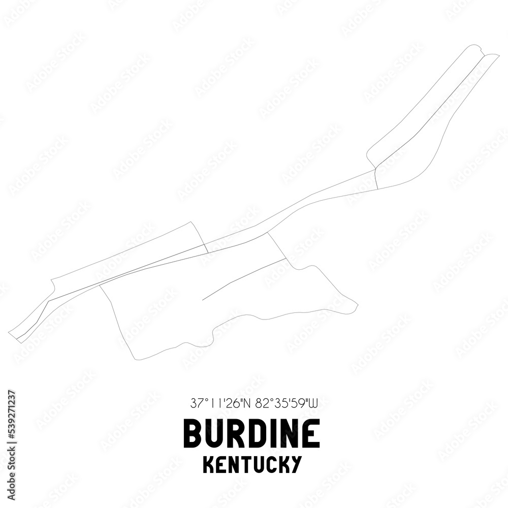Obraz premium Burdine Kentucky. US street map with black and white lines.