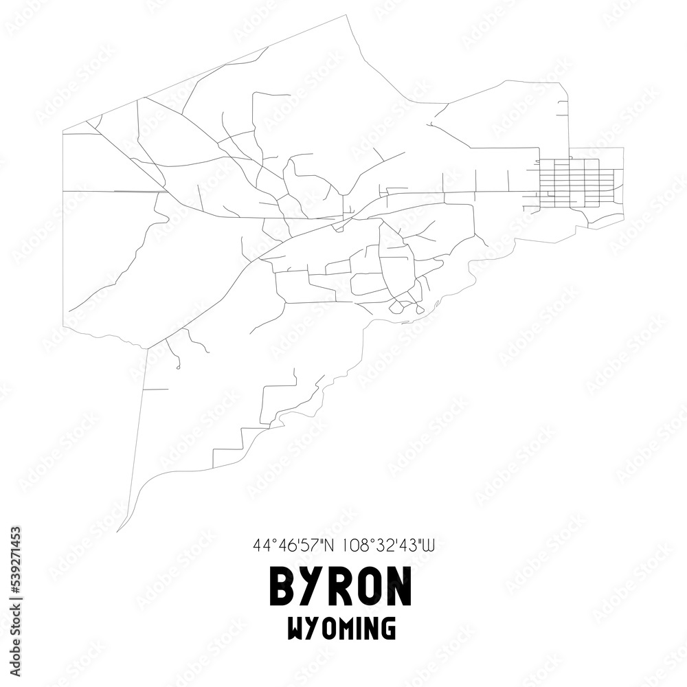 Byron Wyoming. US street map with black and white lines. Byron Wyoming. US street map with black and white lines.