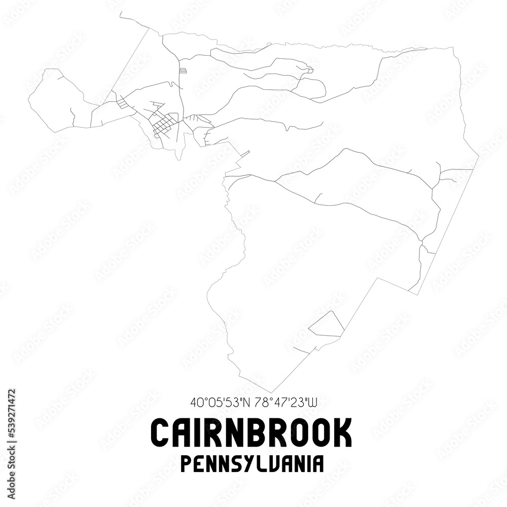 Cairnbrook Pennsylvania. US street map with black and white lines.