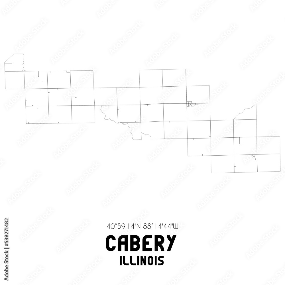 Cabery Illinois. US street map with black and white lines. Cabery Illinois. US street map with black and white lines.