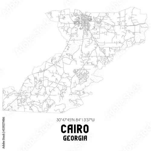 Cairo Georgia. US street map with black and white lines.
