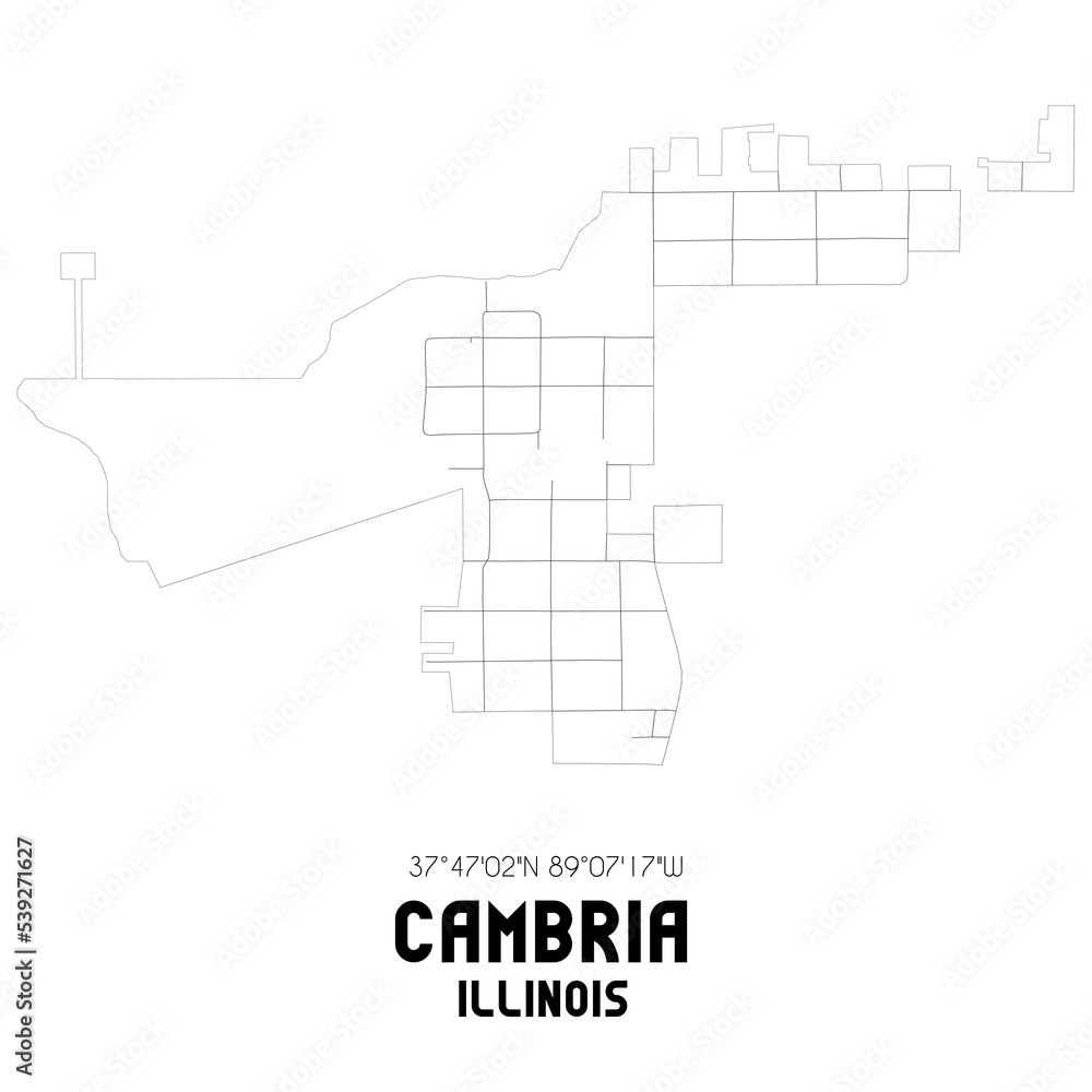 Cambria Illinois. US street map with black and white lines. Stock