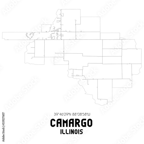 Camargo Illinois. US street map with black and white lines. photo