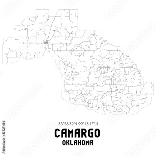Camargo Oklahoma. US street map with black and white lines. photo