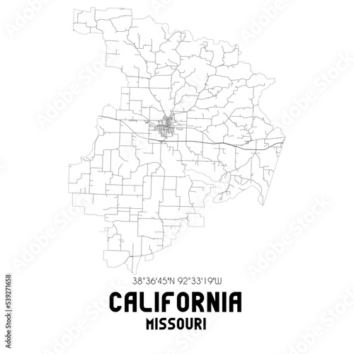 California Missouri. US street map with black and white lines. photo