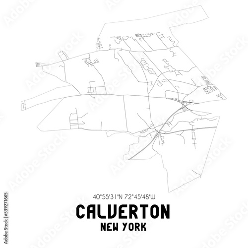 Calverton New York. US street map with black and white lines. photo
