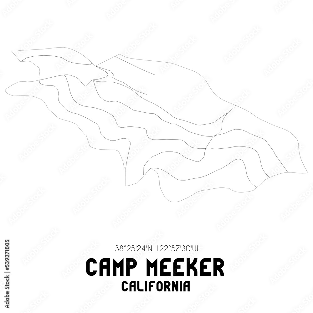 Camp Meeker California. US street map with black and white lines. Camp Meeker California. US street map with black and white lines.