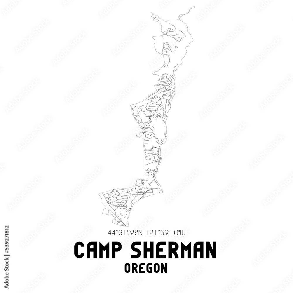 Camp Sherman Oregon. US street map with black and white lines. Stock Illustration Adobe Stock