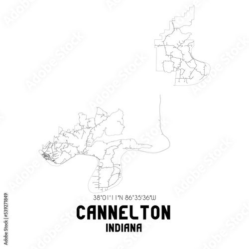 Cannelton Indiana. US street map with black and white lines.
