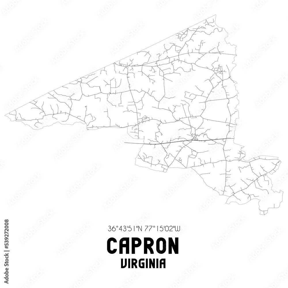 Capron Virginia. US street map with black and white lines. Stock Illustration Adobe Stock