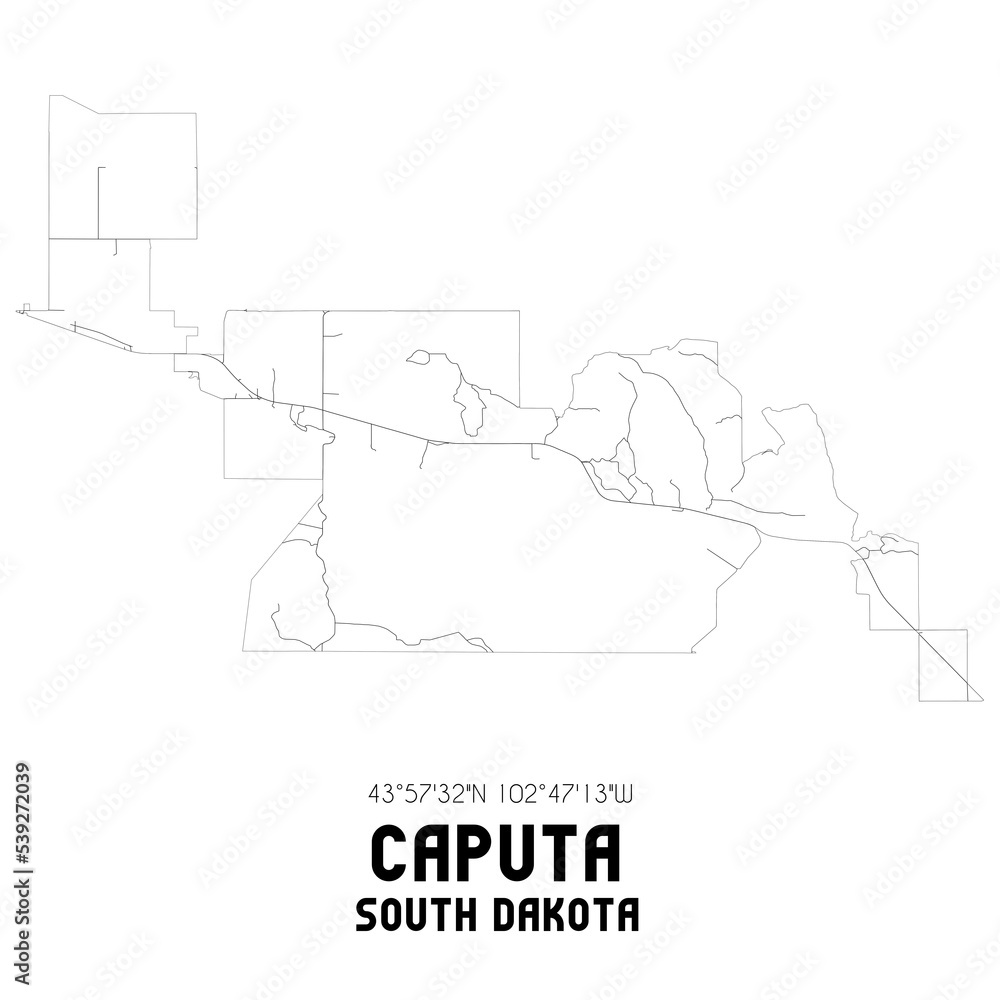 Caputa South Dakota. US street map with black and white lines. Caputa South Dakota. US street map with black and white lines.